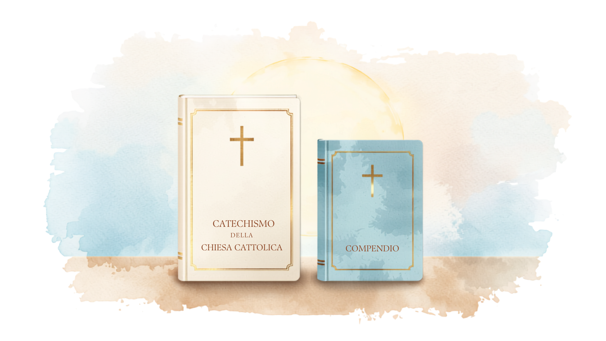 Illustrazione ad acquerello del Catechismo della Chiesa Cattolica e del Compendio