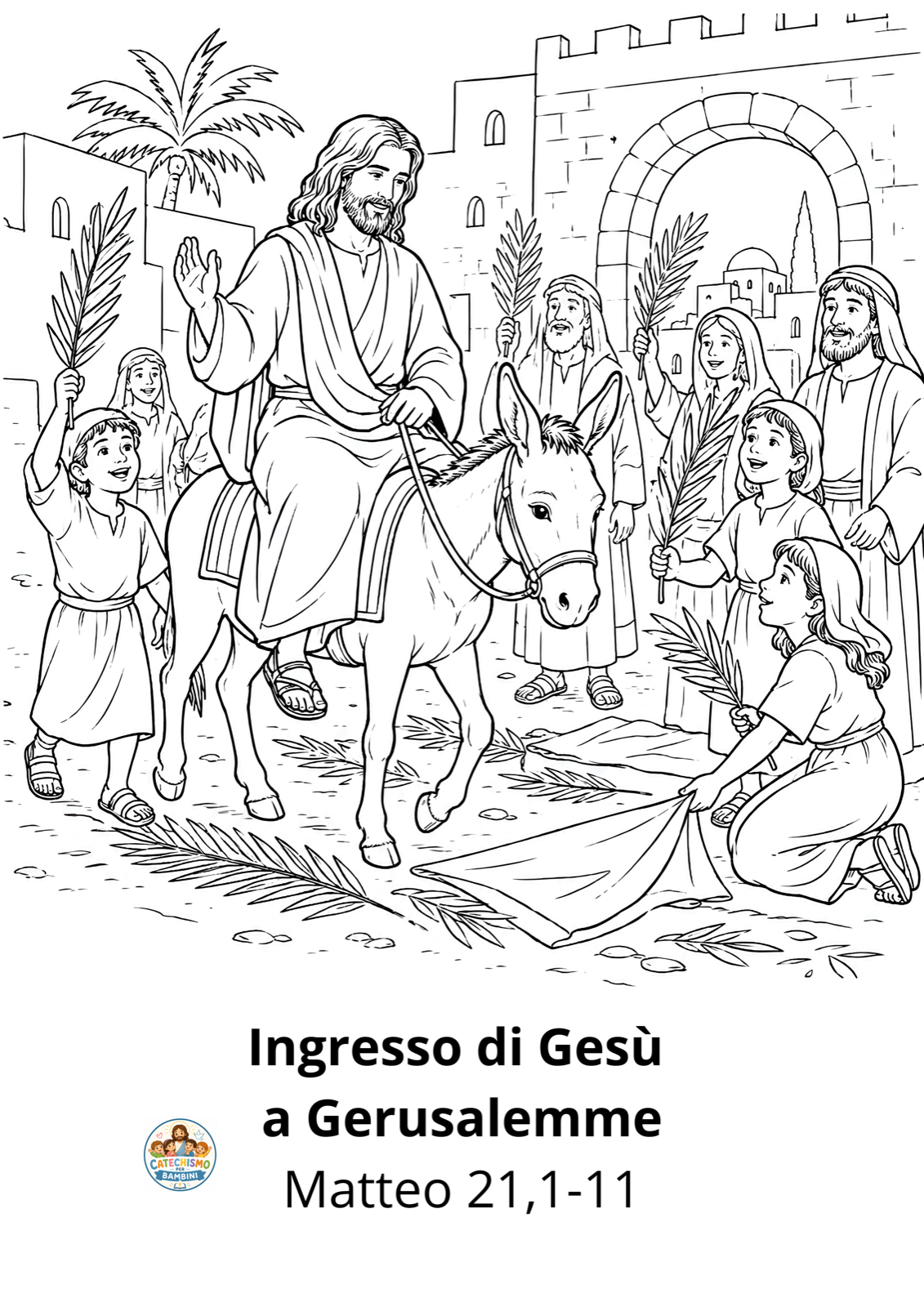 Disegno da colorare: Ingresso di Gesù a Gerusalemme