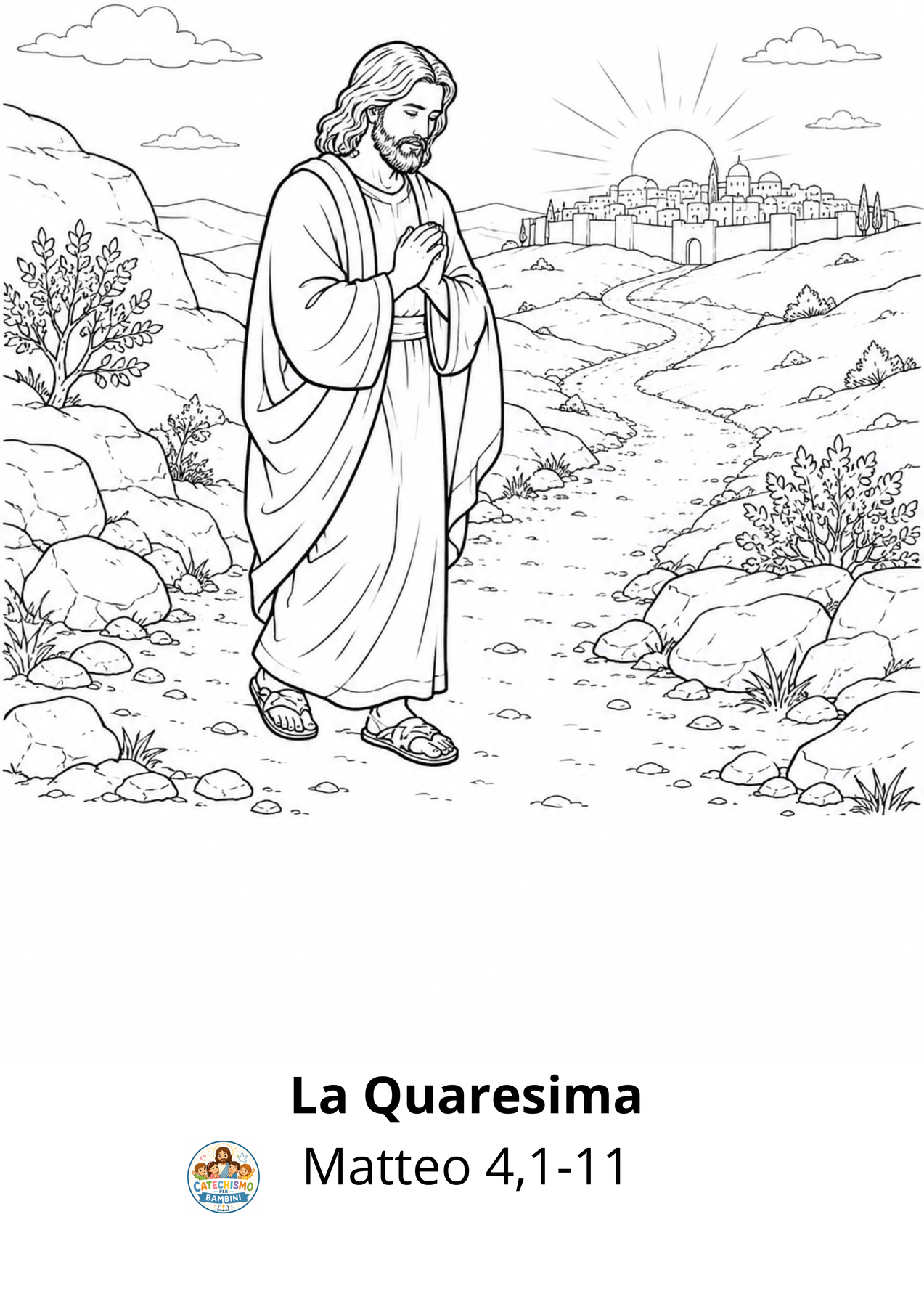 Disegno da colorare: La Quaresima: Gesù nel deserto