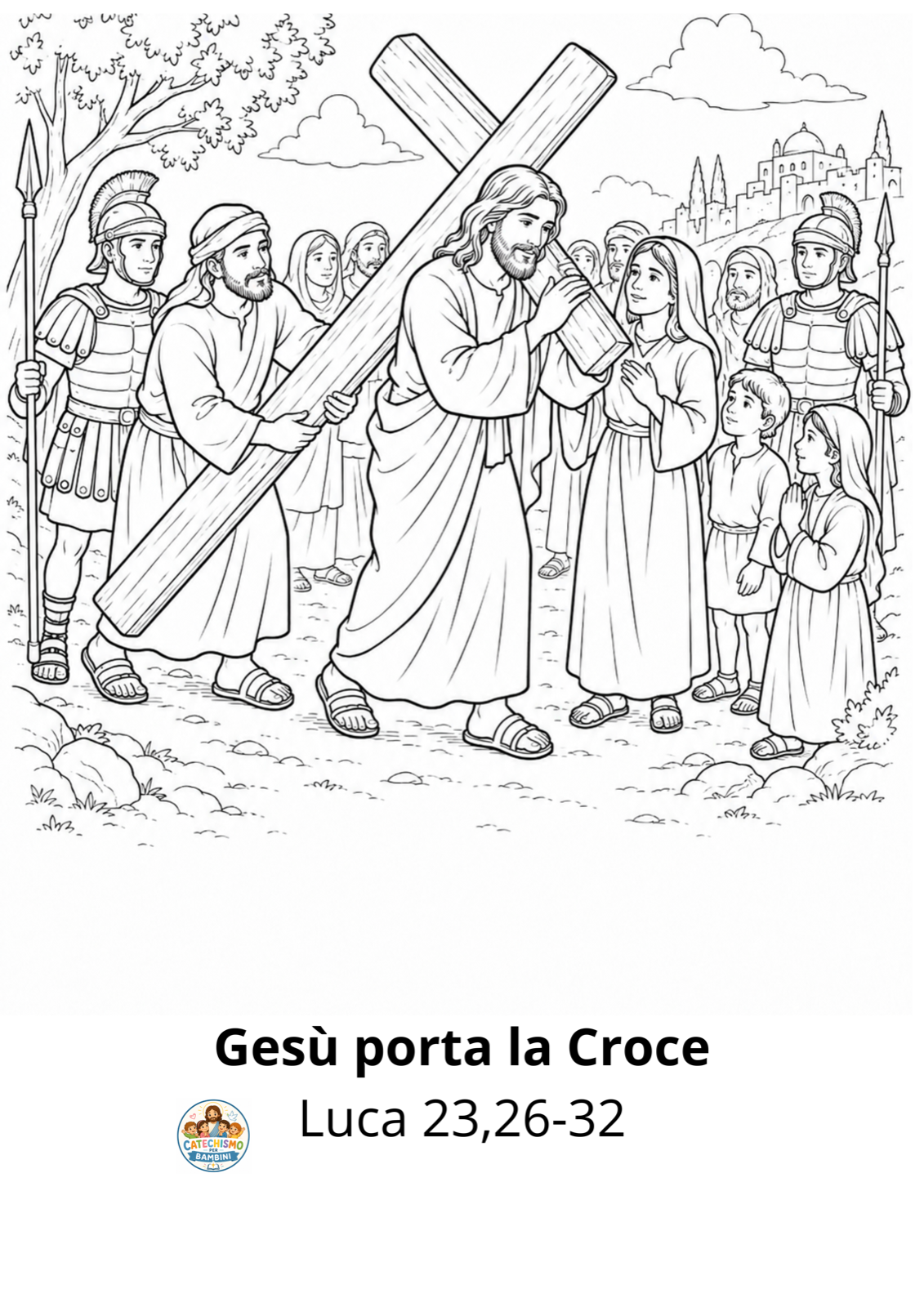 Disegno da colorare: Gesù porta la croce