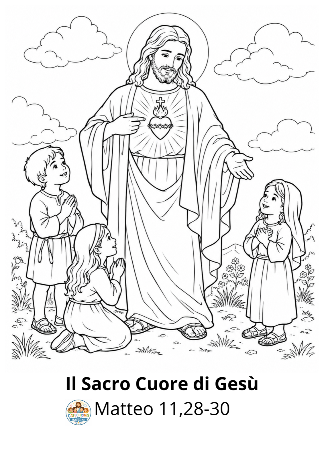 Disegno da colorare: Il Sacro Cuore di Gesù