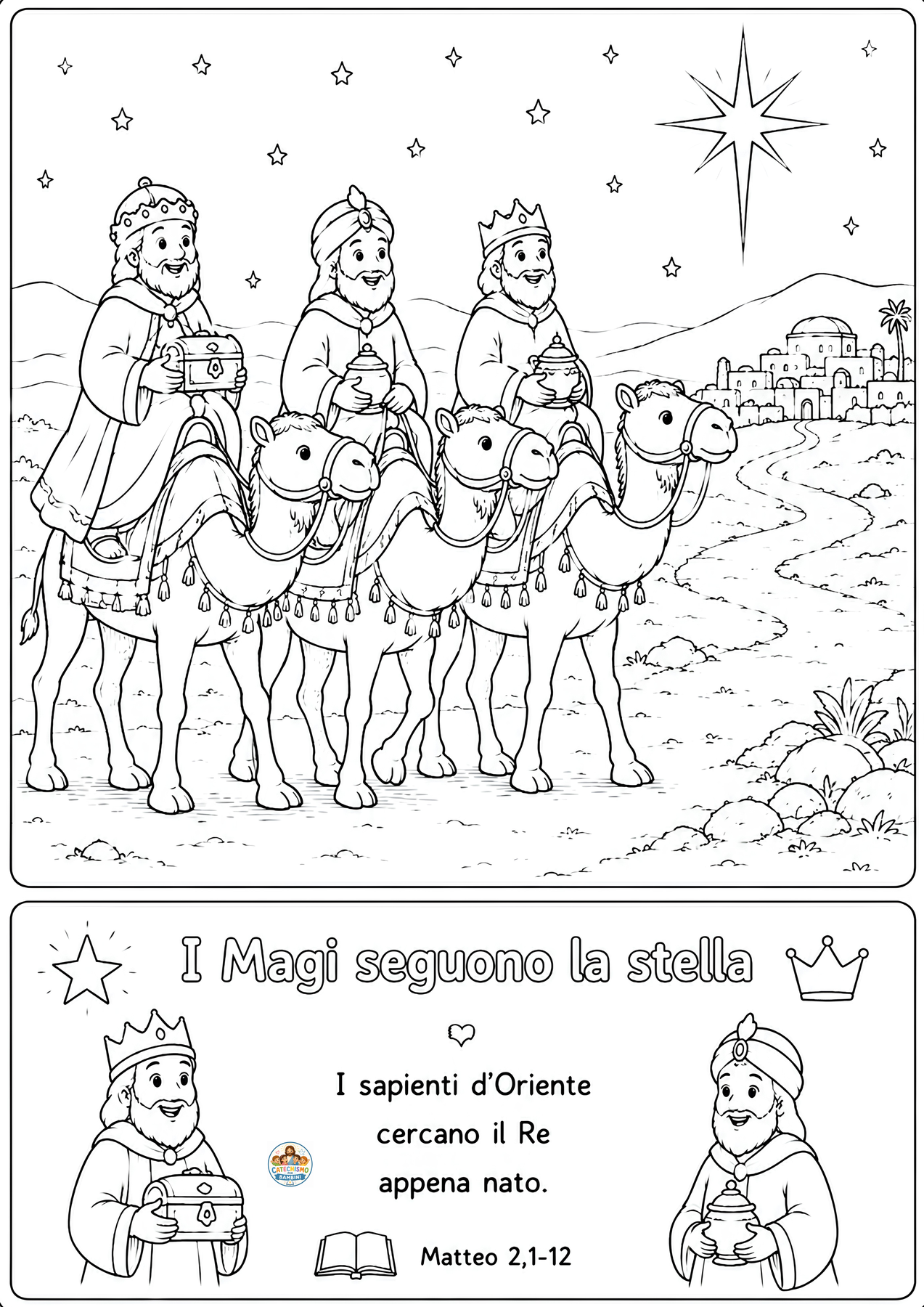 Disegno da colorare: I Magi seguono la stella