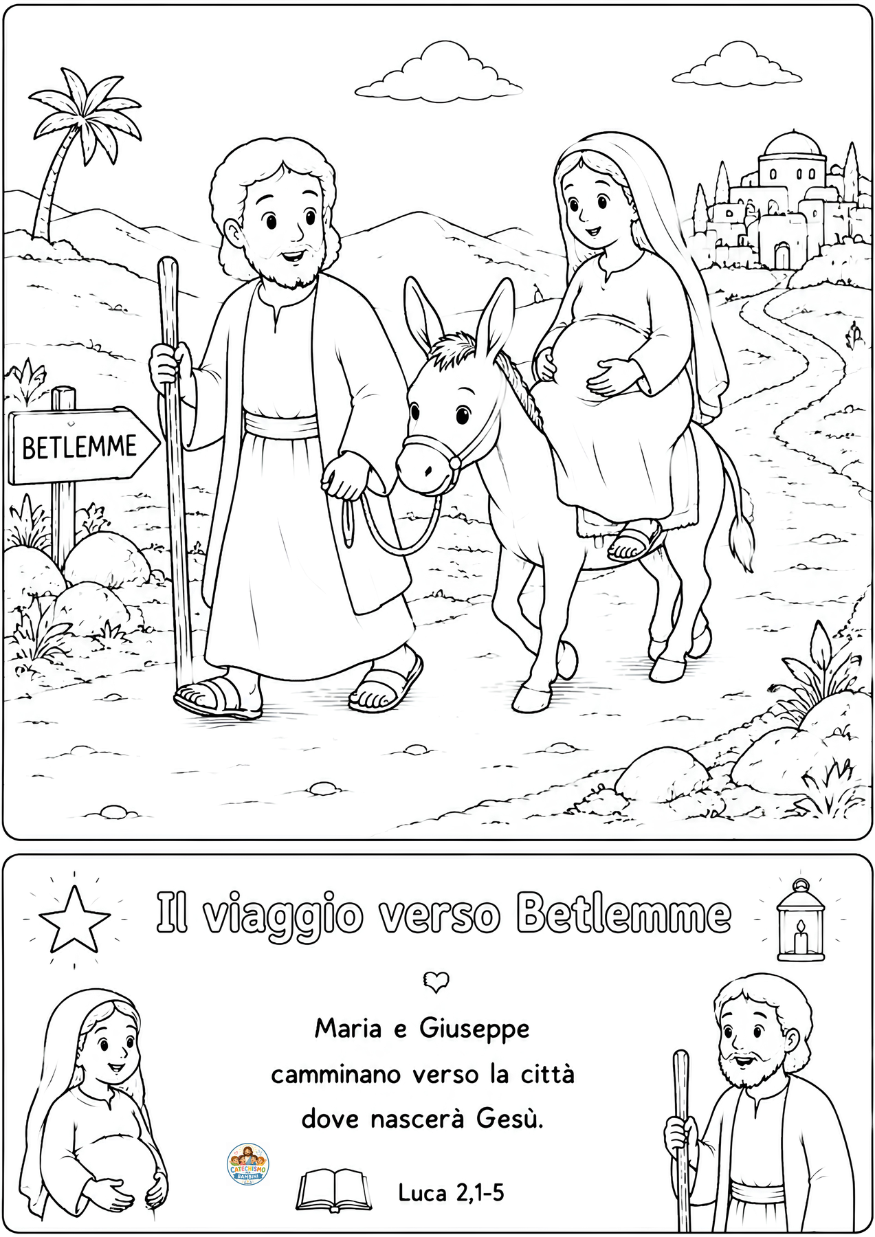 Disegno da colorare: Il viaggio verso Betlemme
