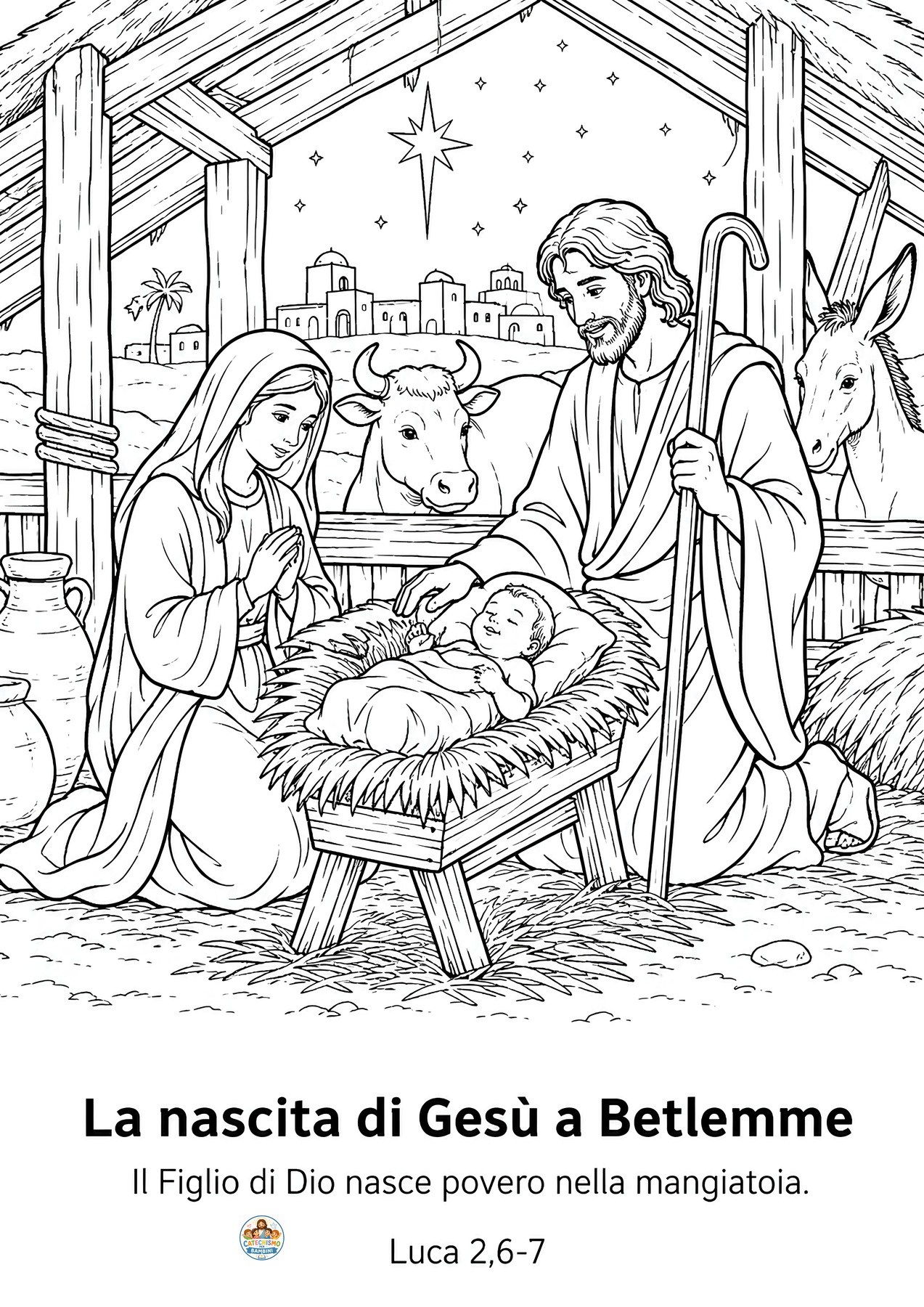 Disegno da colorare: La nascita di Gesù a Betlemme