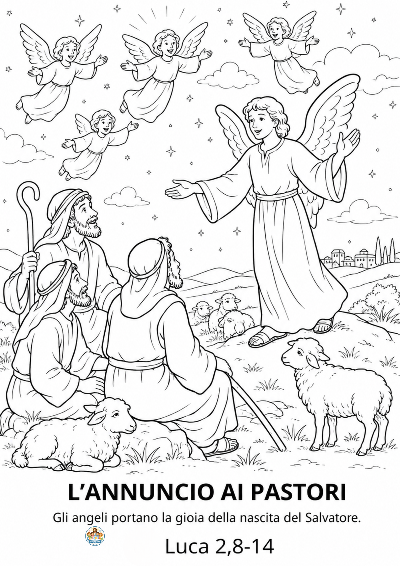 Disegno da colorare: L'annuncio ai pastori