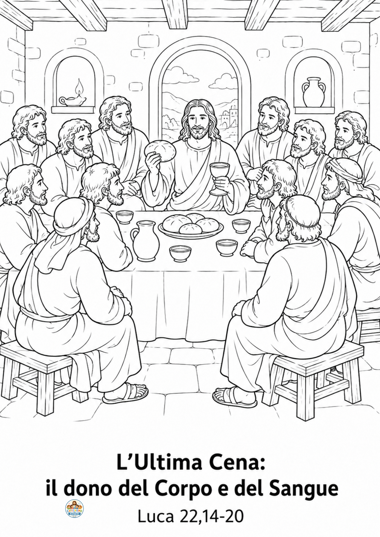 Disegno da colorare: L'Ultima Cena: il dono del Corpo e del Sangue