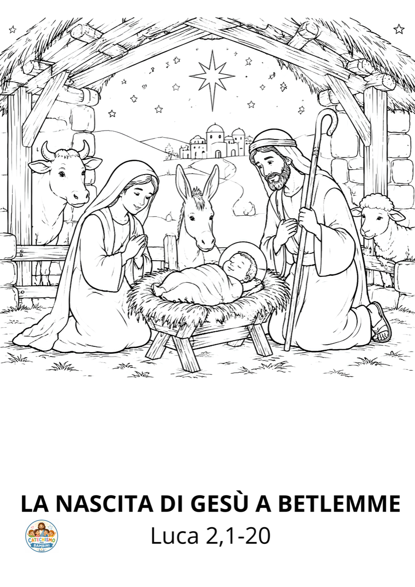Disegno da colorare: La nascita di Gesù a Betlemme
