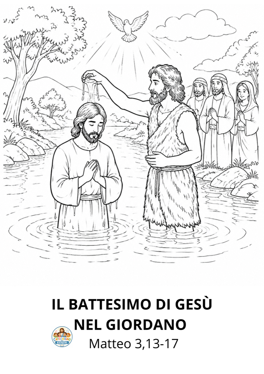 Disegno da colorare: Il battesimo di Gesù nel Giordano