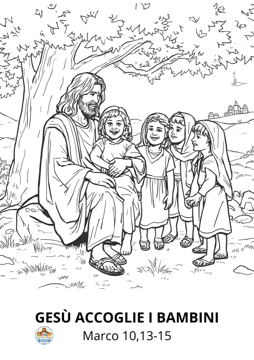 Disegno da colorare: Gesù accoglie i bambini