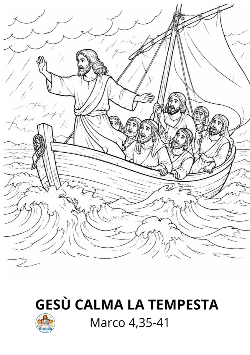 Disegno da colorare: Gesù calma la tempesta