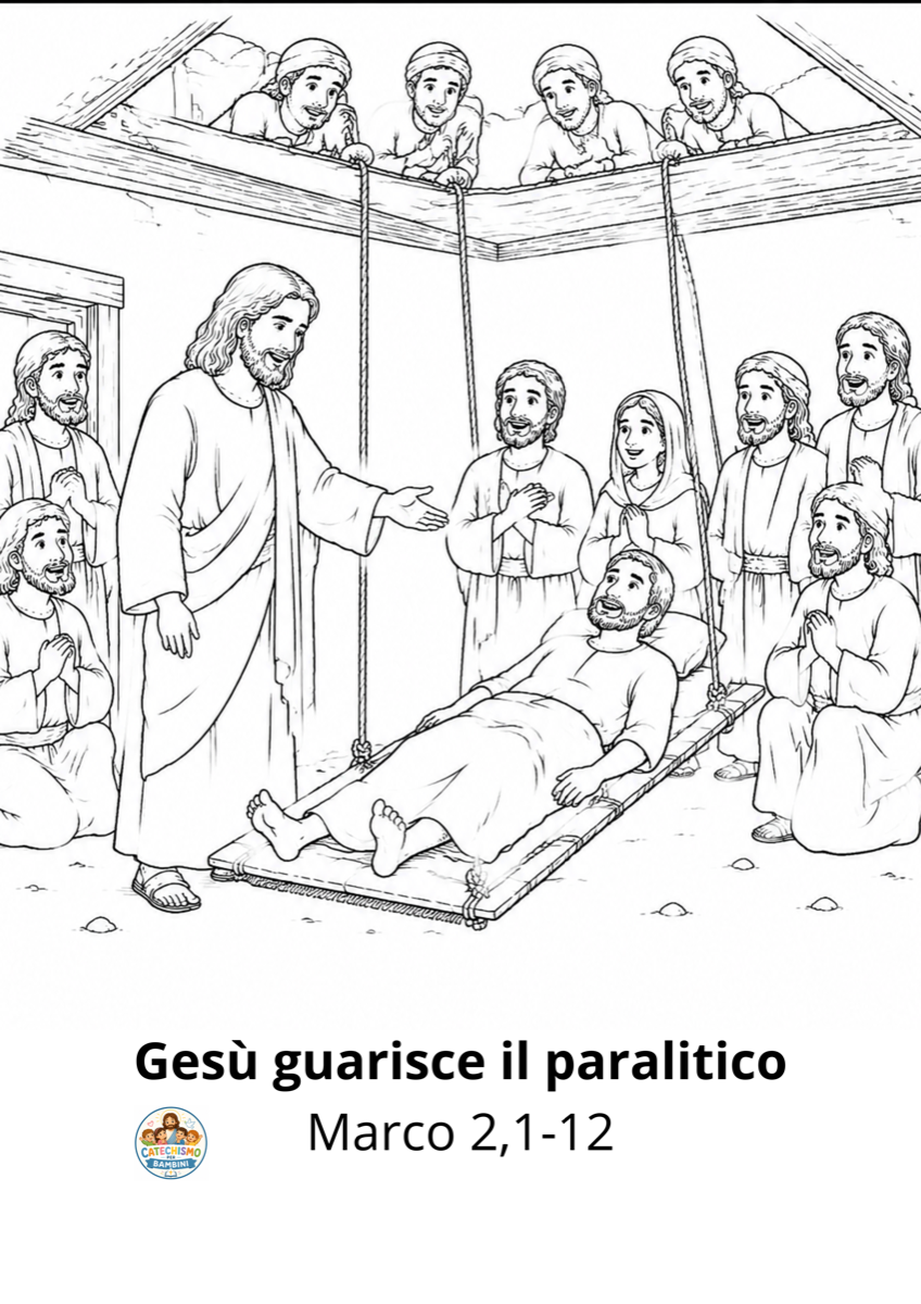 Disegno da colorare: Gesù guarisce il paralitico