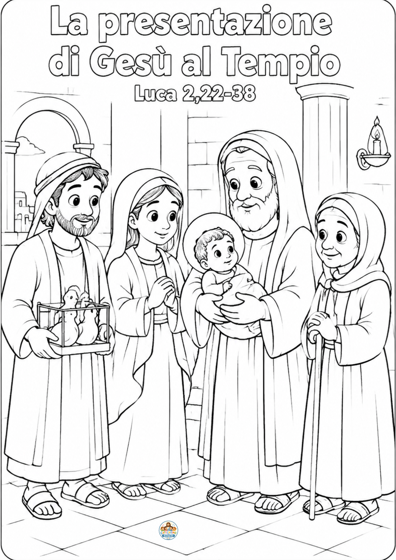 Disegno da colorare: La presentazione di Gesù al Tempio