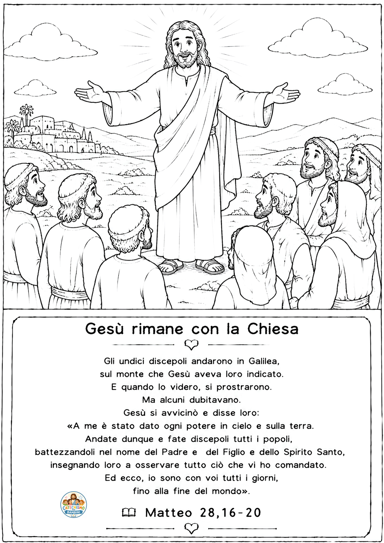 Disegno da colorare: Gesù rimane con la Chiesa