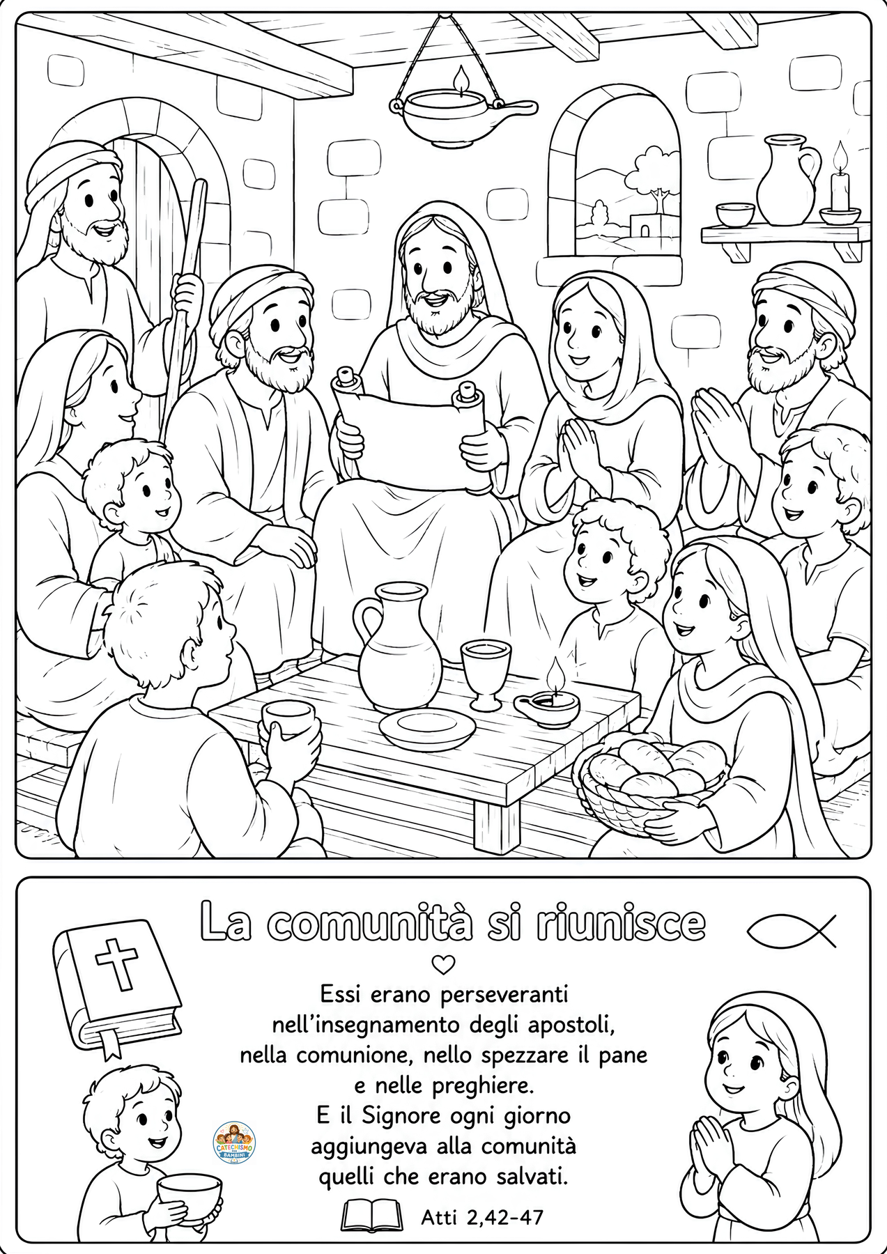 Disegno da colorare: La comunità si riunisce