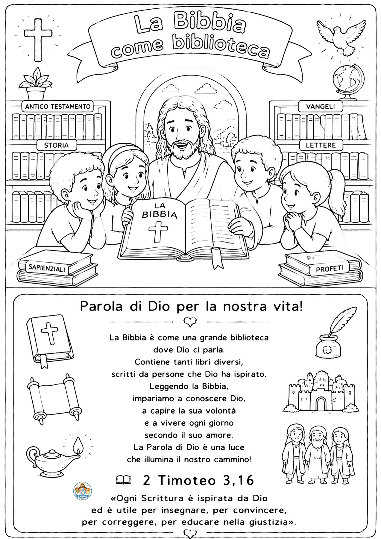 Disegno da colorare: La Bibbia come biblioteca