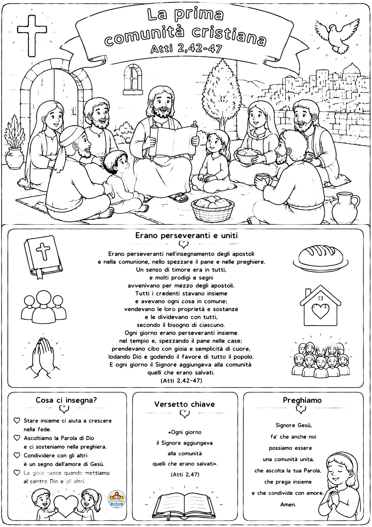 Disegno da colorare: La prima comunità cristiana