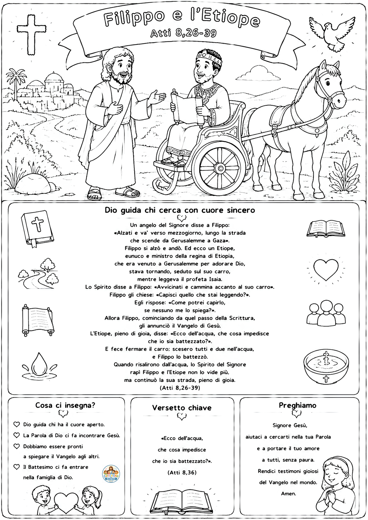 Disegno da colorare: Filippo e l'Etiope