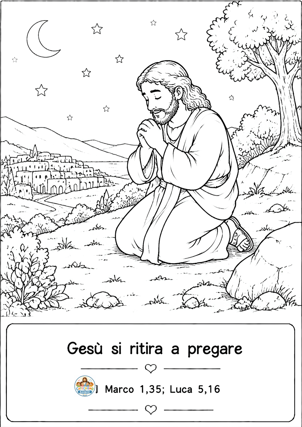 Disegno da colorare: Gesù si ritira a pregare
