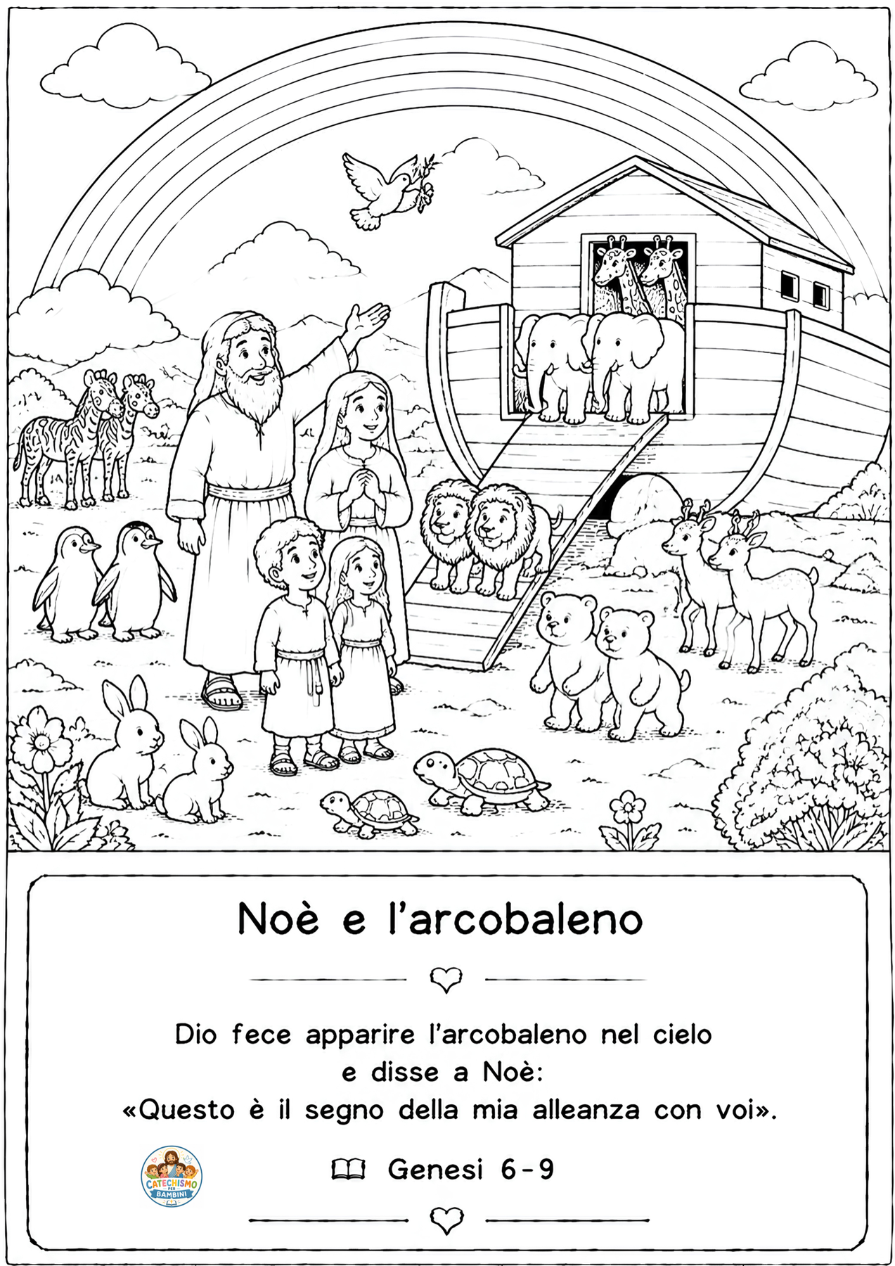 Disegno da colorare: Noè e l'arcobaleno