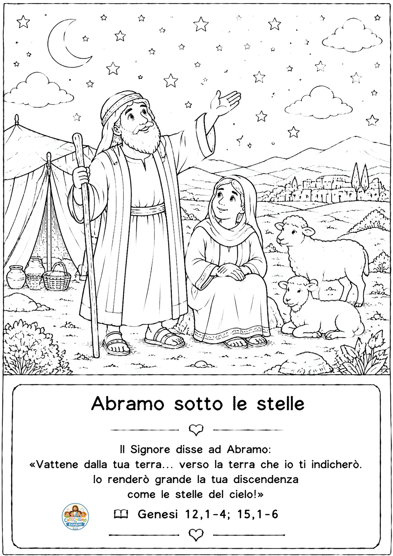 Disegno da colorare: Abramo sotto le stelle