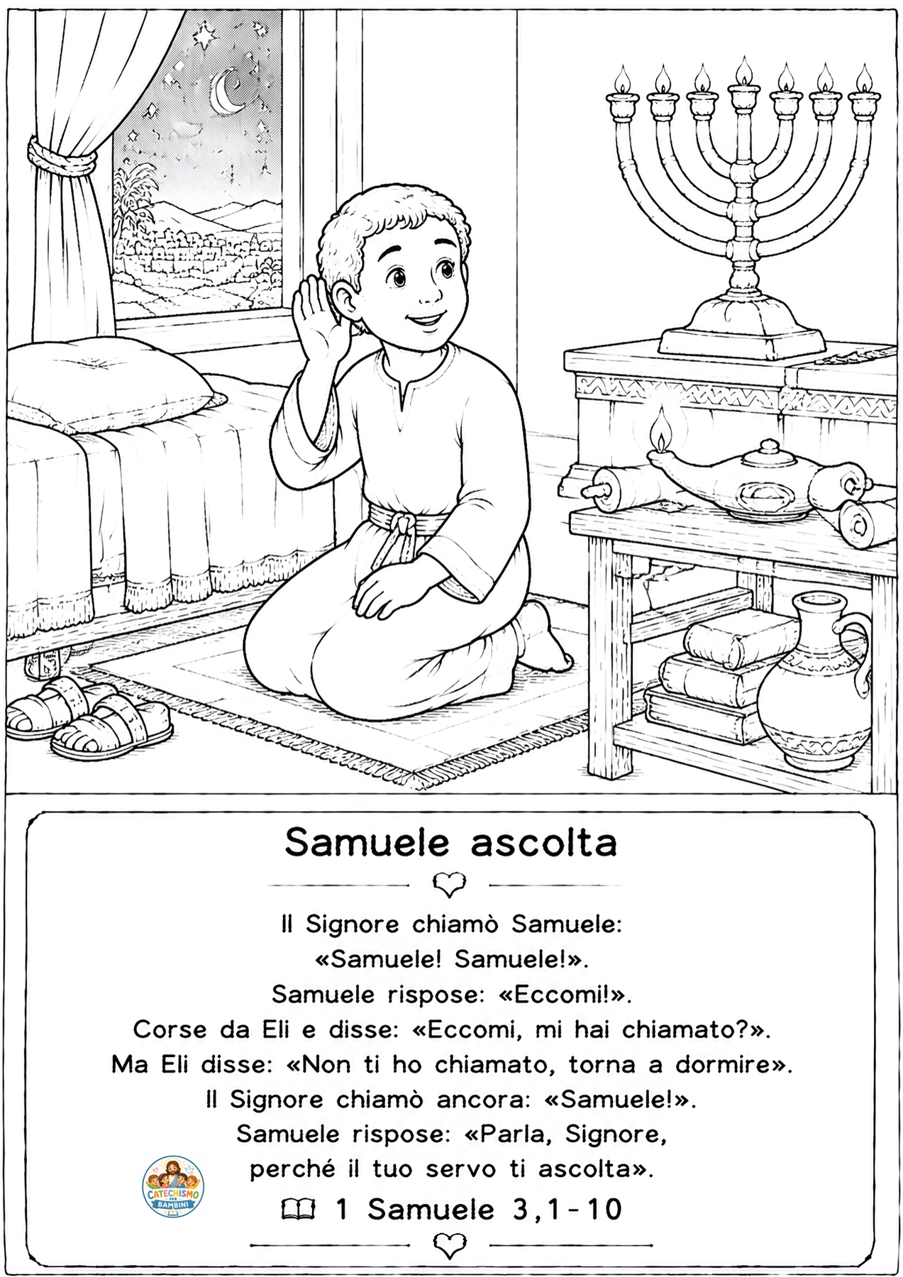 Disegno da colorare: Samuele ascolta