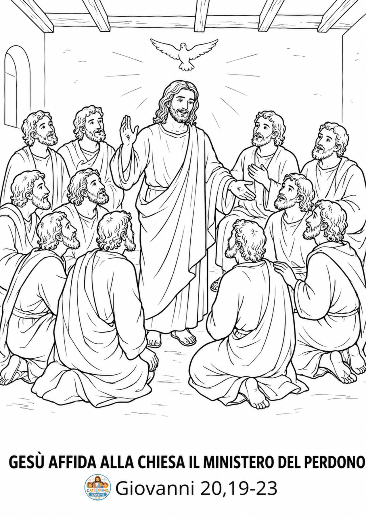 Disegno da colorare: Gesù affida alla Chiesa il ministero del perdono